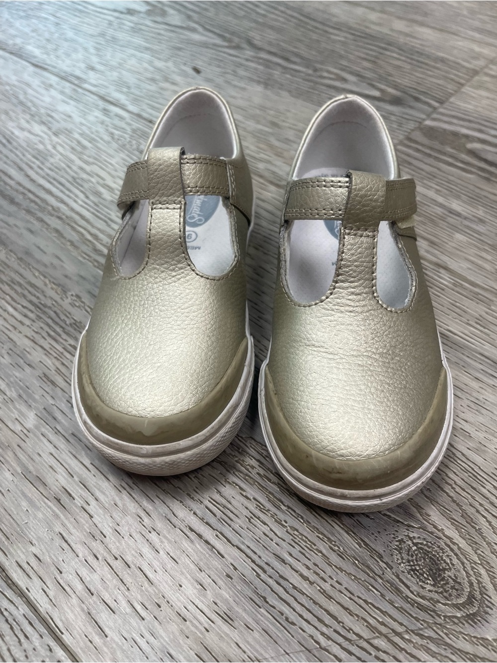 FootMates Girls' Metallic Gold T-Strap Dress Shoes